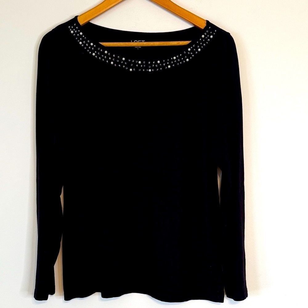 LOFT Outlet Black Embellished Women's Top